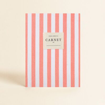 Stationery - Cloth cover notebook - Coral Stripes