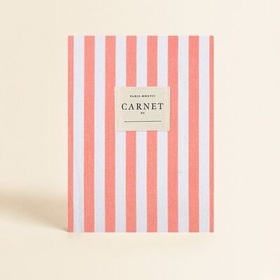 Papelería - Libreta tapa tela - Rayas Coral