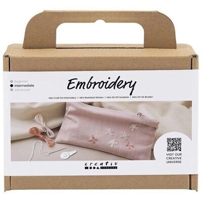 Mini DIY Embroidery Kit - Pouch - Old Pink