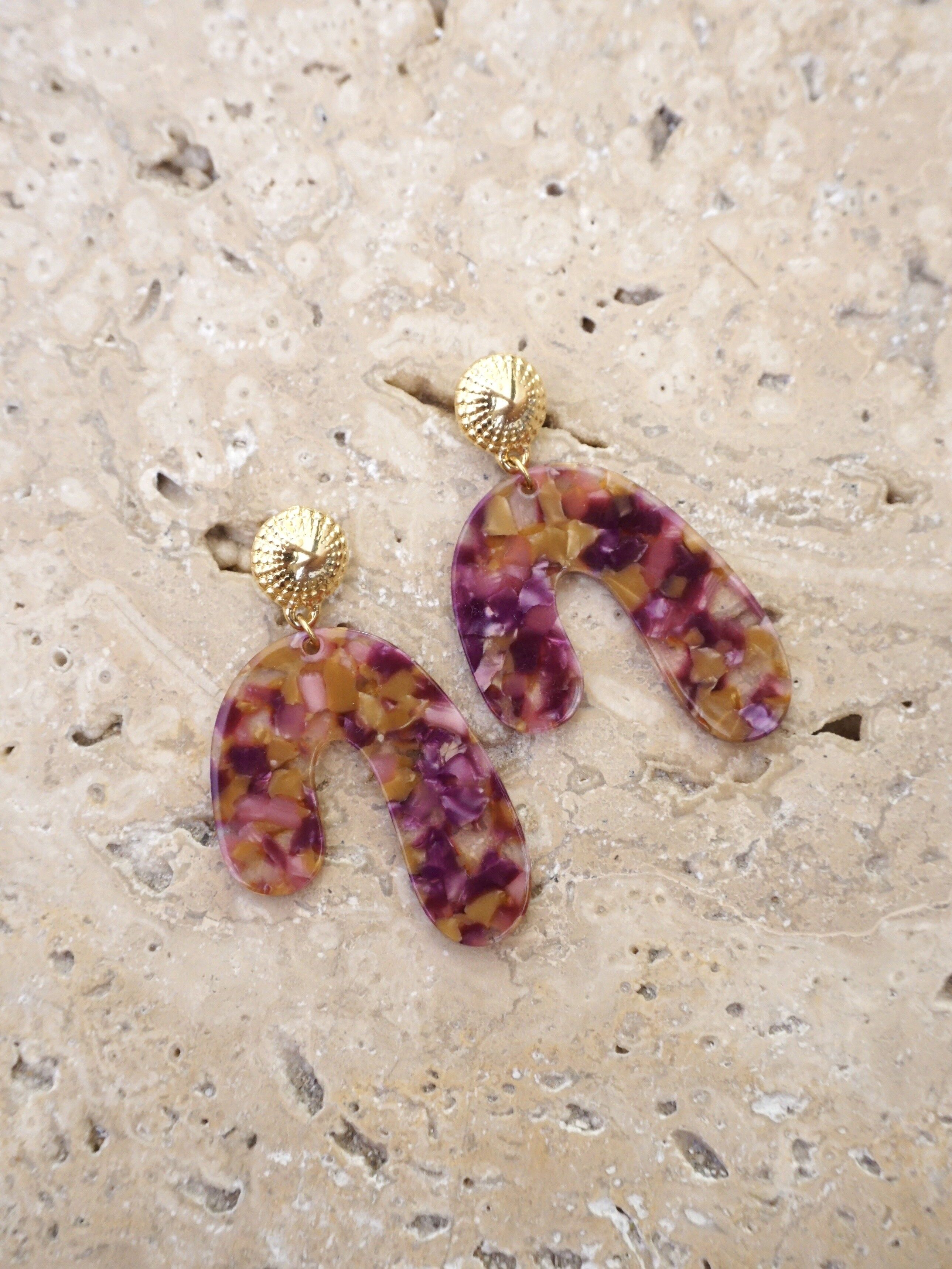 HORUS Earrings - Purple/Mustard