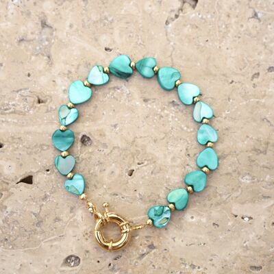 HEART mother-of-pearl bracelet - Turquoise