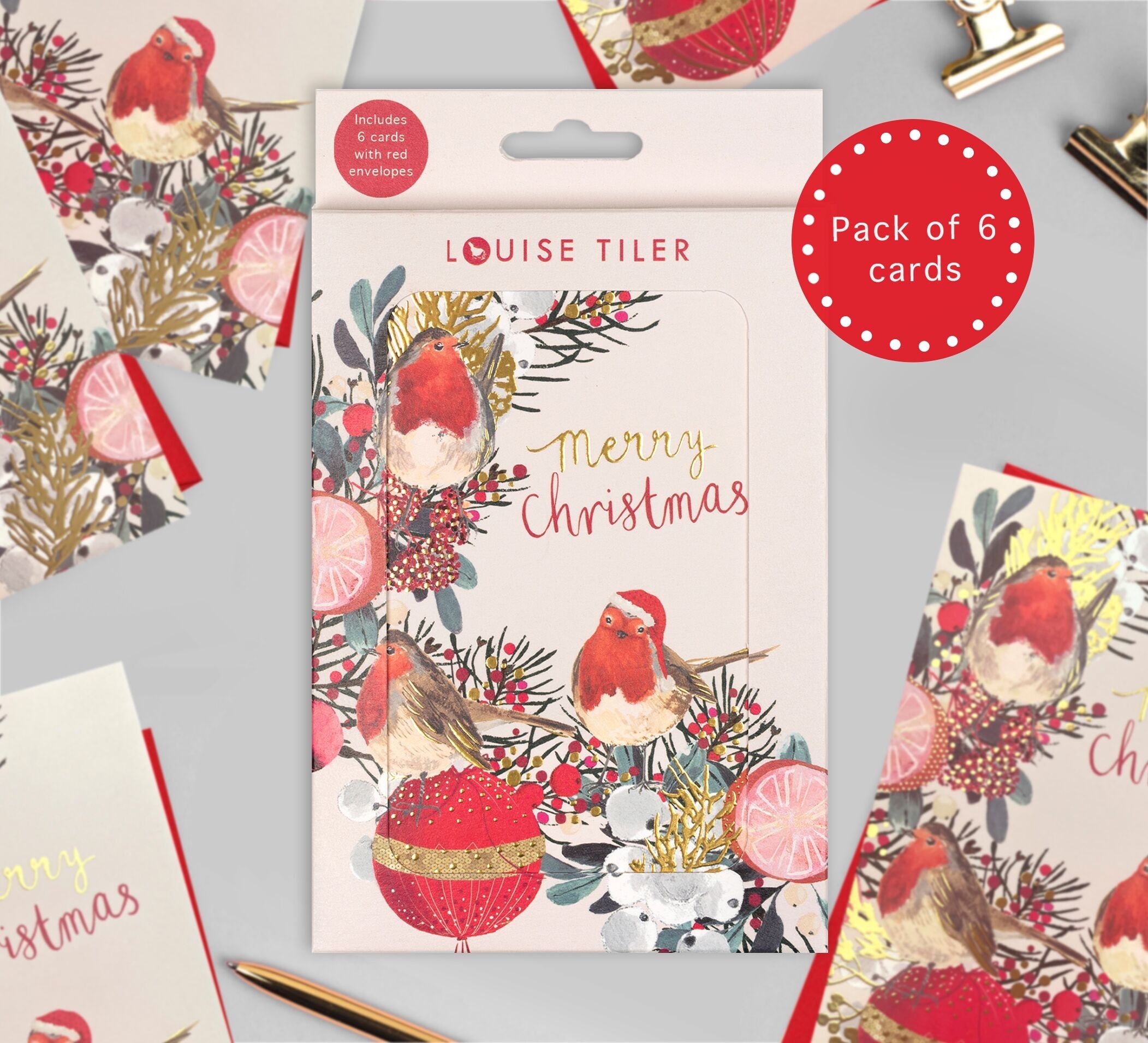 Confezione da 6 pettirossi natalizi