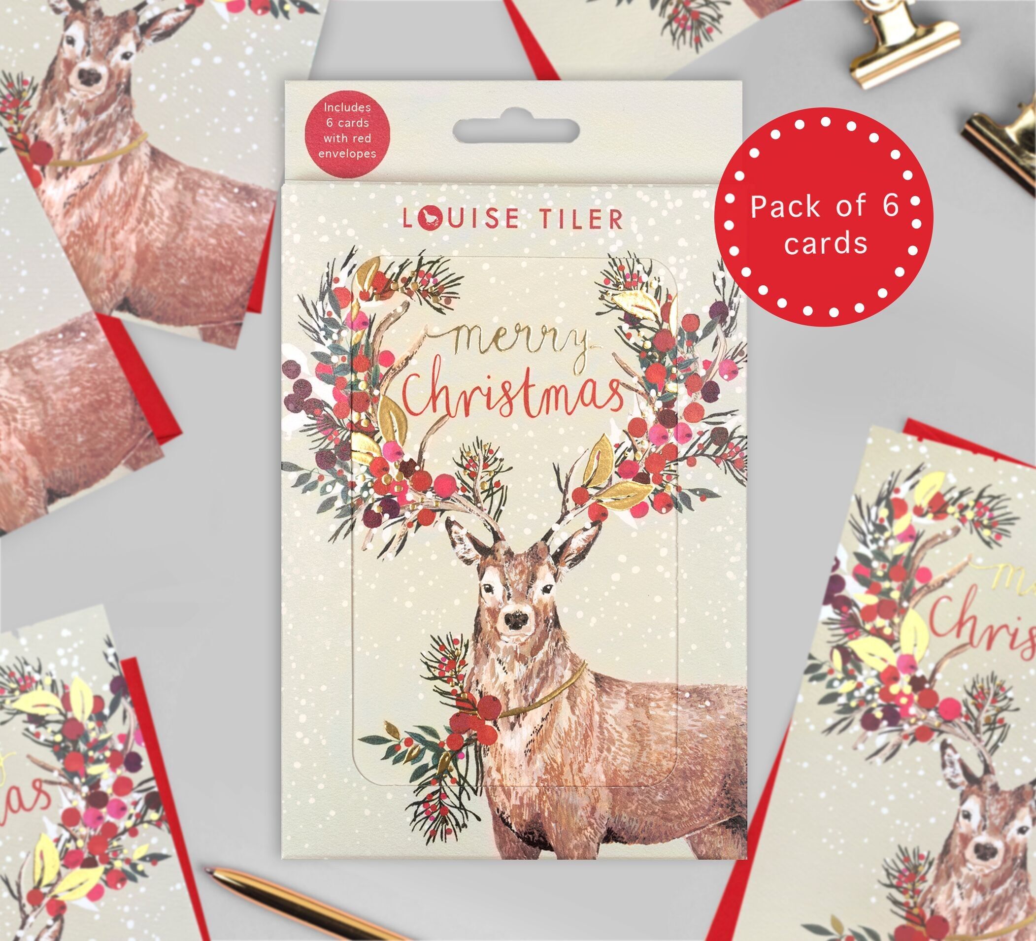 Confezione da 6 cervi natalizi in scatola