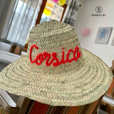 Sombrero de cubo de paja hecho a mano marroquí, sombrero de paja personalizado