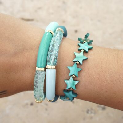 Mother-of-pearl bracelet STAR - Turquoise
