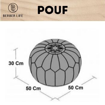 Pouf en Cuir Marocain Beige / Naturel Pouf Non Rembourré 4