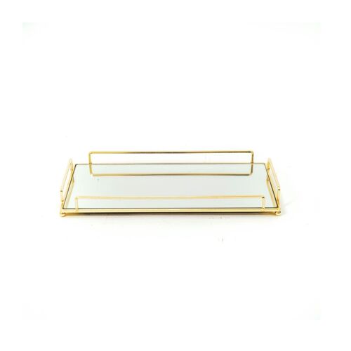 HV Rectangular Golden Mirror Tray - 34x16,5x4cm