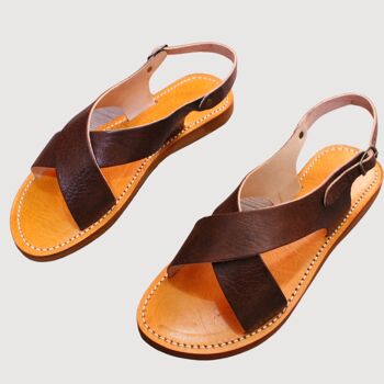 Sandales grecques bohème chic en cuir marocain XY 1