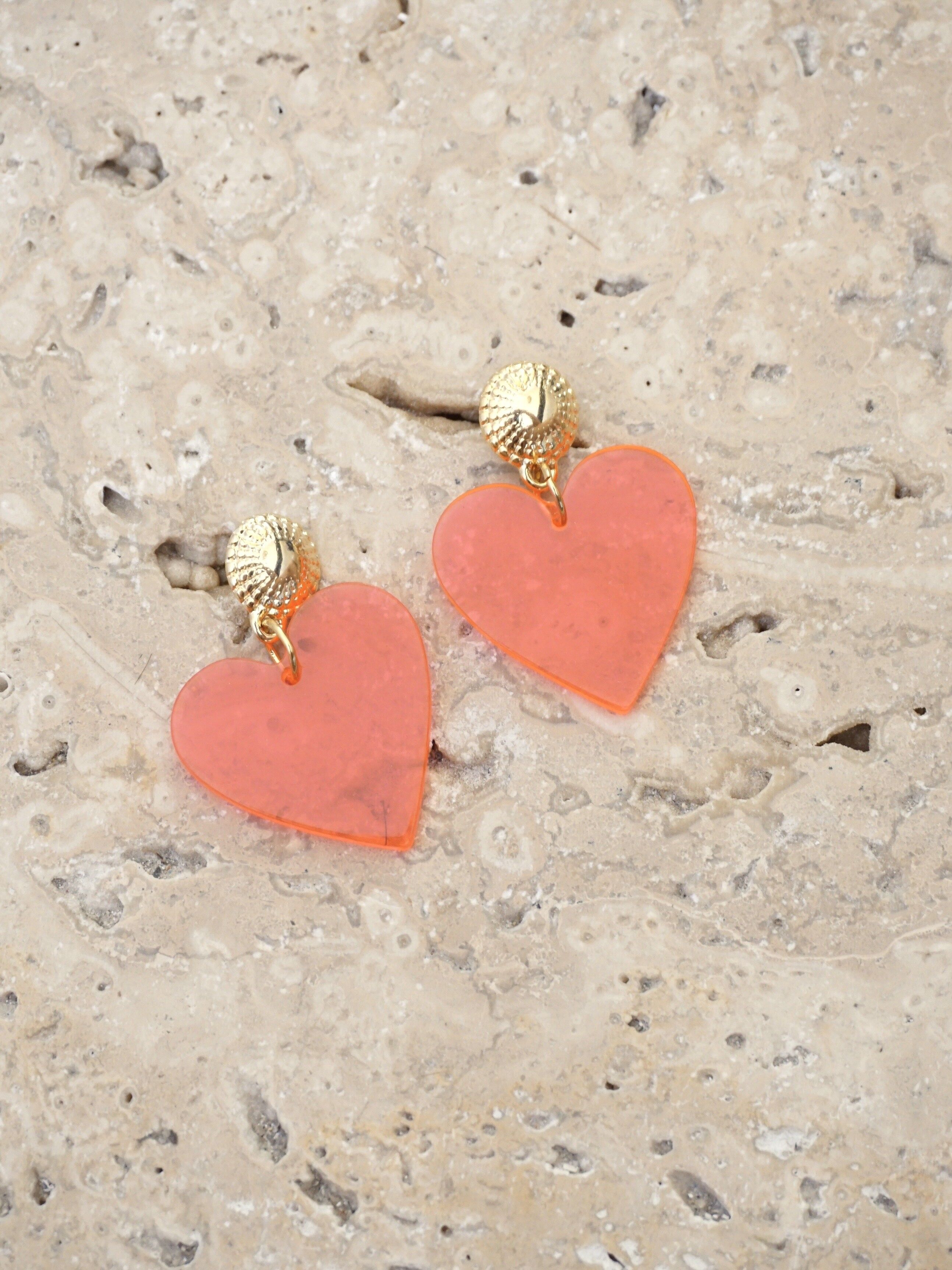 HERZ-Ohrringe – Rosa/Orange