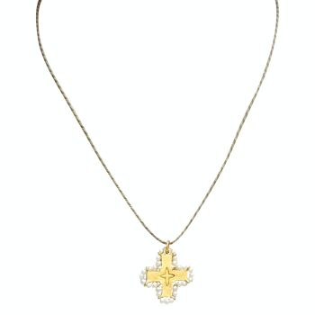 Collier Karana croix plaquée or et perles 2