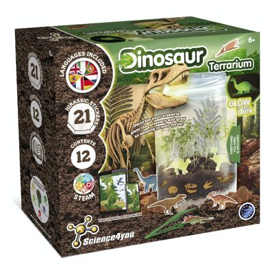 Kit de terrario de dinosaurios: dinosaurios que brillan en la oscuridad para niños