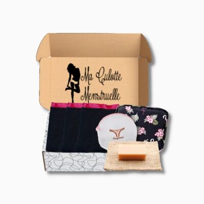 Menstruations-Entdeckungsbox Modell LUCY (hergestellt in Frankreich) + Essential-Set für normale Menstruationsblutungen