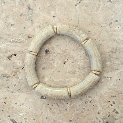 Bracciale con perline tubolare FEDI XL - Beige screpolato