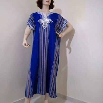 Stripe frais d'été robe marocaine tradi caftan gandoura