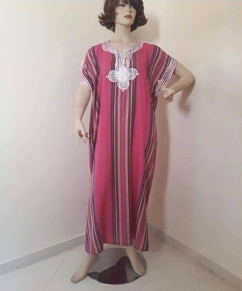 Stripe frais d'été robe marocaine tradi caftan gandoura 8