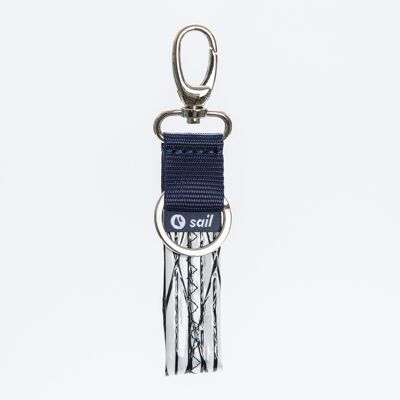 Schlüsselanhänger aus recyceltem Segel – Chio – Blau und Laminat