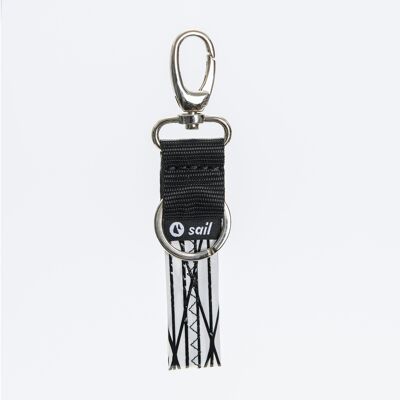 Schlüsselanhänger aus recyceltem Segel – Chio – Schwarz und Laminat