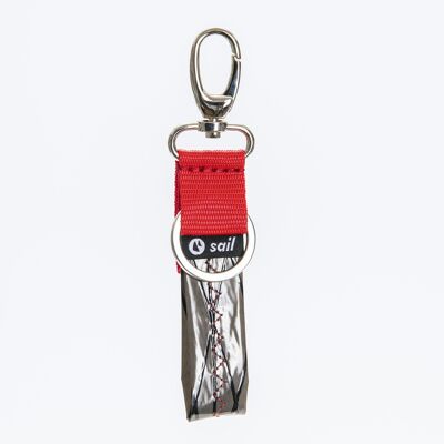 Schlüsselanhänger aus recyceltem Segel – Chio – rotes Laminat, dunkel