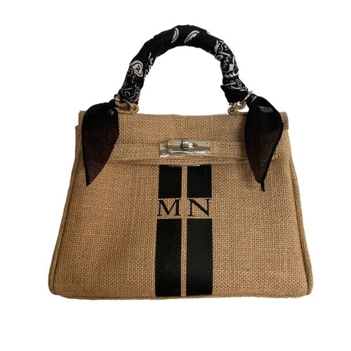 Tie and Dye Jute Kelly Bag with Shoulder Strap