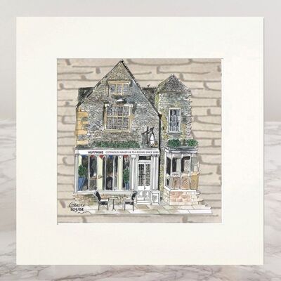 Cotswolds - Huffkins Tea Rooms Impression Giclée Montée