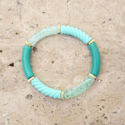 Bracelet perles tube FEDI - Bleu Aqua