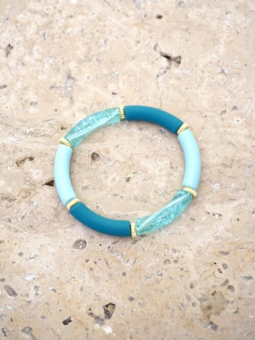 Bracelet perles tube FEDI - Tons bleus