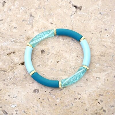 Bracelet perles tube FEDI - Tons bleus