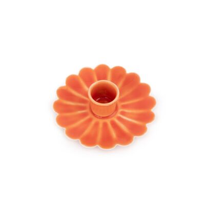 ORANGE FLORAL CANDLEHOLDER - HAND PAINTED HF