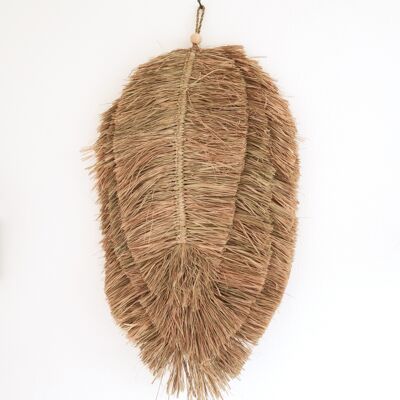 Tropical wall decoration 50 cm hand-woven from raffia in the shape of a leaf TIPIN