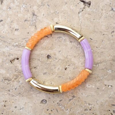 Pulsera FEDI tube bead - Oro/Lila/Naranja