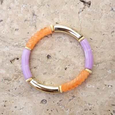 Bracelet perles tube FEDI - Or/Lilas/Orange