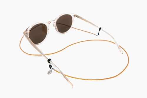 Glänzendes Leder Brillenband BRONZE soleash®, Handarbeit, Brillenkette in 1.5mm