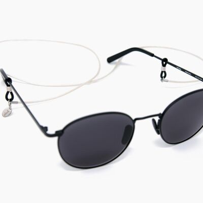 Weißes Leder Brillenband PEARL GLOSS soleash®, Handarbeit, Brillenkette in 1.5mm