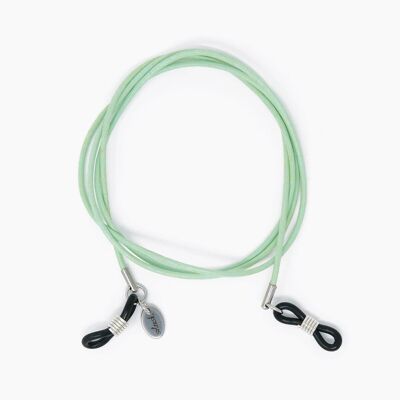 Hellgrünes Leder Brillenband PESTO soleash®, Handarbeit, Brillenkette in 1.5mm