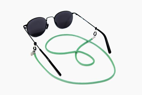 Grünes Brillenband CELTIC soleash®, Handarbeit, Breite Brillenkette in 4mm, Grün-Weiß