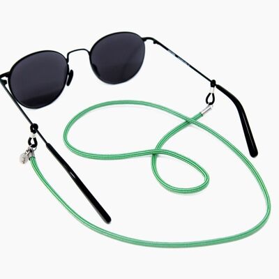Grünes Brillenband CELTIC soleash®, Handarbeit, Breite Brillenkette in 4mm, Grün-Weiß