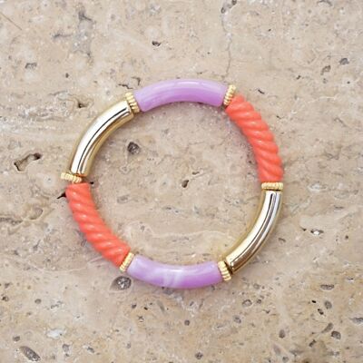 FEDI tube bead bracelet - Gold/Neon Pink/Lilac