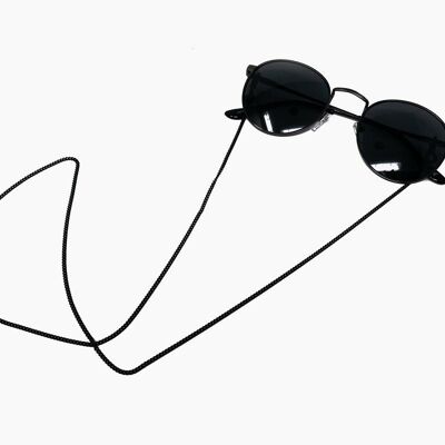 Schwarze Brillenkette COOK soleash®, Hochwertige Handarbeit, Panzerkette, Unisex, Perfekte Länge