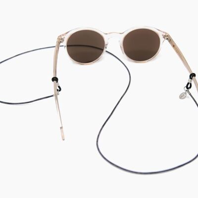 Graues Leder Brillenband GRAPHITE soleash®, Handarbeit, Brillenkette in 1.5mm