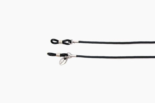 Graues Brillenband CARBON soleash®, Handarbeit, Feine Brillenkette in 2mm, Einfarbig