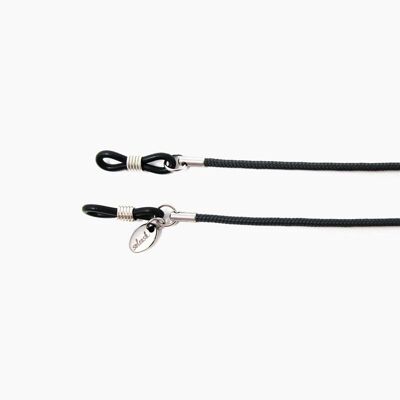 Graues Brillenband CARBON soleash®, Handarbeit, Feine Brillenkette in 2mm, Einfarbig