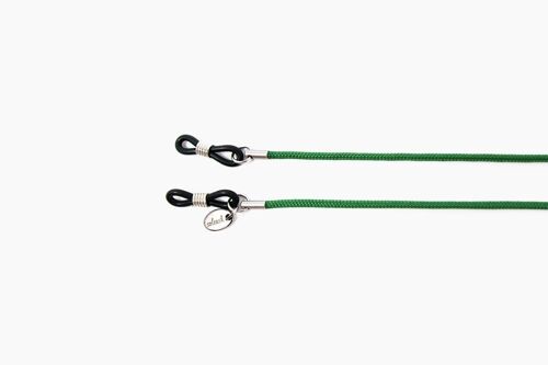 Grünes Brillenband LEAF soleash®, Handarbeit, Feine Brillenkette in 2mm, Einfarbig