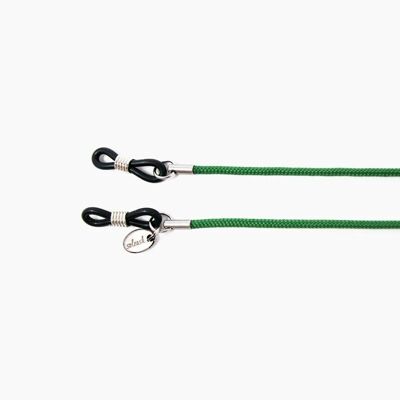 Grünes Brillenband LEAF soleash®, Handarbeit, Feine Brillenkette in 2mm, Einfarbig