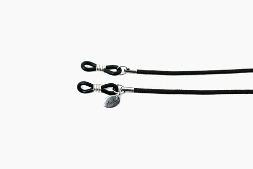 Schwarzes Brillenband PANTHER soleash®, Handarbeit, Feine Brillenkette in 2mm, Einfarbig