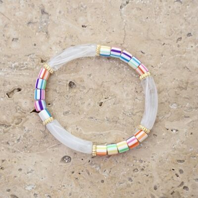 FEDI tube bead bracelet - White/Stripes