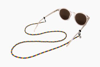 Bracelet à lunettes coloré ROSELLA soleash®, fait main, chaîne à lunettes en 3mm, jaune-rouge-bleu-vert 5