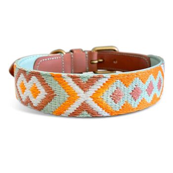 Collier pour Chien Rembourré Premium - Menthe/Orange 2