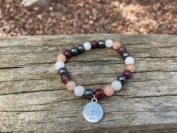 Bracelet spécial Anxiété, dépression en Lépidolite, Pierre du Soleil, Hématite et Pierre de Lune 19