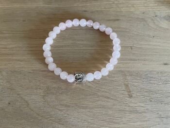 Bracelet élastique de Lithothérapie en Quartz Rose naturel 4