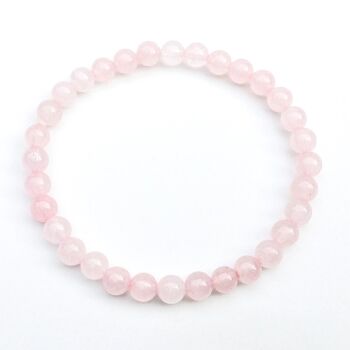 Bracelet élastique de Lithothérapie en Quartz Rose naturel 5